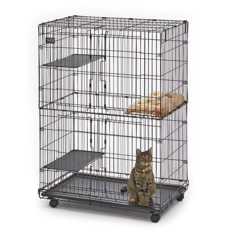 MidWest Homes for Pets Cat Playpen / Cat Cage Includes 3 Adjustable Resting Platforms, Removable Leak-Proof Pan, Easy 2-Door Top / Bottom Access & 4-locking Wheel Casters, 36"L x 23.5"W x 50.5"H Midwest Homes for Pets