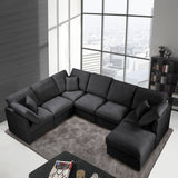 117" Modular Sectional Sofa,U-Shaped Chenille Sofa Couch with Movable Ottoman,Modern 7 Seat Cloud Sectional Couches for Living Room Office Home (Black, 117" U-7 Seater) Anwick