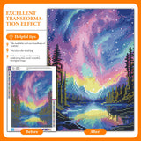 Offito Aurora Diamond Art Kits for Adults, 5D Starry Sky Lake Diamond Painting Kits for Beginners, Fantastic Landscapes DIY Full Drill Dots Gem Art Paint for Home Wall Decor 12 x 16 Inch Offito