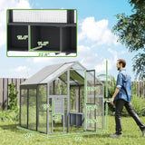 PawHut Large Chicken Run, Wooden Chicken Coop with Waterproof & Anti-UV Cover, Split Door, 2 Nesting Boxes, 2 Roosting Bars, Walk-in Chicken Pen for 6-8 Chickens, for Backyard, Farm, 5.5' x 6' x 6' PawHut