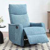 Trustyue Swivel Rocker Recliner Chair, 360° Swivel Recliner with Heat and Massage, Rocker Recliner Nursery Glider Chair with Side Pockets for Living Room (Light Blue, Fabric) Trustyue