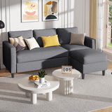 Shintenchi Small Sectional Couch Sofas, L Shape Sofa with Ottoman, Fabric Upholstered Convertible Sofa Couches, Small Couch for Apartments, Living Room and Office (Dark Grey) Shintenchi