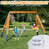 ROBUD 3-in-1 Playground Wooden Swing Sets for Backyard, DIY Swing Sets with Tree Swing and 2 Toddler Swings, Kids Outdoor Play Equipment, Outdoor Playset for Kids & Toddlers, Ages 3+ ROBUD