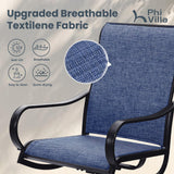 PHI VILLA 9 Piece Outdoor Patio Dining Set, Large Square Metal Dining Table and 8 Outdoor Swivel Dining Chairs, Patio Table and Blue Chair Furniture Dining Set for 8 Person PHI VILLA