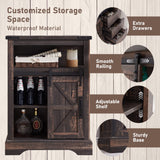 OKD Bathroom Floor Cabinet, Farmhouse Storage Cabinet with Sliding Barn Door & Storage Drawers, Small Storage Cabinet for Bathroom, Kitchen, Living Room, Dark Rustic Oak OKD