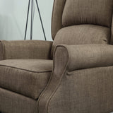 HOMCOM Vibration Massage Recliner Chair for Living Room with Heat, Wingback Single Sofa, Modern Linen Fabric Push Back Reclining Chair with Footrest, Side Pocket, Brown HOMCOM