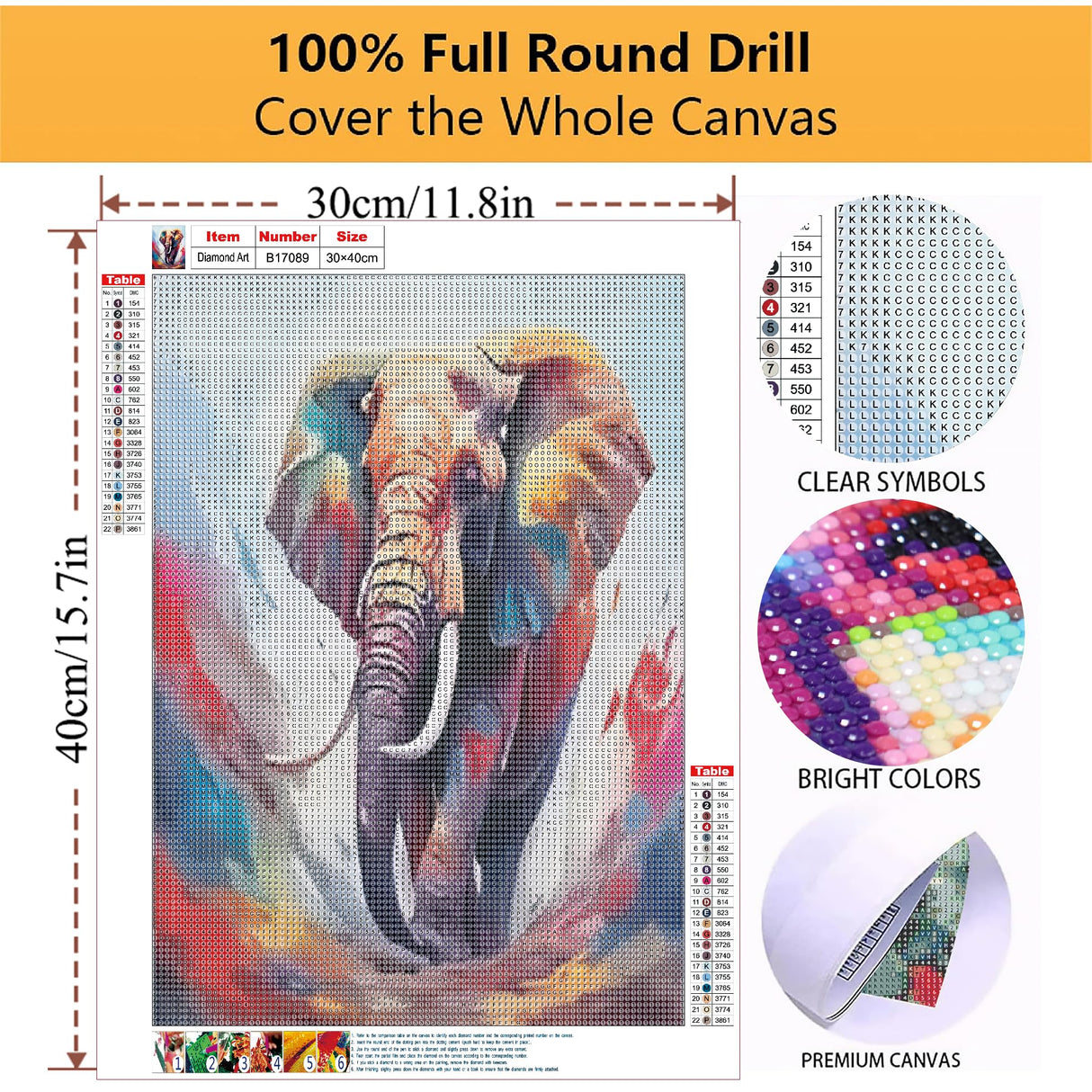 Mowana Diamond Art Kits for Adults - 6 Pack Animals Cat Dog Lion Elephant Deer Cow Diamond Painting Kits for Beginners, 5D DIY Full Drill Gem Art Painting for Home Wall Decor and Gifts 12x16inch Mowana