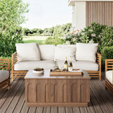 FORTUNETEC Lift Top Coffee Table with Storage, Mid Century Modern Coffee Table with Arched Design, 31.5" Square Tea Table with Wood Grain, Multifunctional Center Table for Living Room, Office, Walnut FORTUNETEC