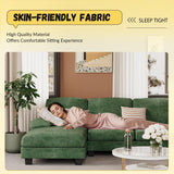 JUMMICO Sectional Couches for Living Room, U Shaped Couch with Chenille Fabric, 4 Seat Modern Sofa with Removable Pillows for Apartment and Small Space (Fabric, Green) JUMMICO