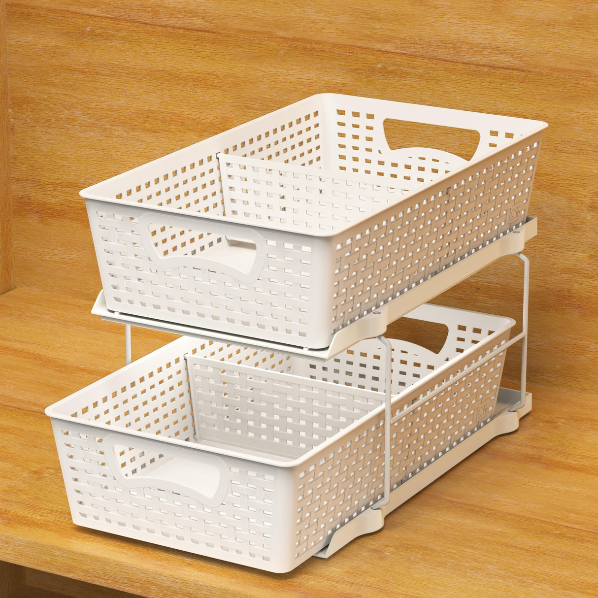 Simple Houseware 2 Tier Bathroom Organizer Tray Pull-Out Sliding Drawer/Under-Sink Storage, White Simple Houseware