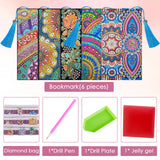 6 Pieces 5D Diamond Bookmark DIY Painting Bookmark Floral Beaded Leather Tassel Bookmarks for DIY Making Arts Crafts Adults Graduation Birthday Embroidery(Classic Style) Zonon