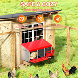 ZenxyHoC Chicken Nesting Boxes, 3 Hole Metal Chicken Egg Laying Box with Swing Perch and Rollout Egg Collection for Chicken Coop ZenxyHoC