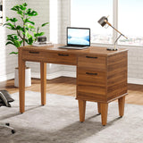 Tribesigns 47" Computer Desk with 3 Drawers, Farmhouse Office Desk with Storage, Wood Teacher Desk Writing Table with File Drawers for Home Office, Bedroom, Study Room, Brown Tribesigns