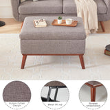 Tbfit Large Ottoman with Storage, 28.3“ Mid Century Modern Rectangle Coffee Table with Lid Lifting Function and High Wooden Legs, Oversized Storage Ottomans for Living Room, Office Room Tbfit