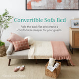 Best Choice Products Mid-Century Modern Upholstered Futon, Convertible Folding Sofa Bed, Small Couch w/Rounded Armrests, 2 Cupholders - Gray Best Choice Products