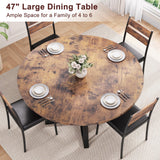 Round Dining Table for 4, Kitchen Table, Dining Table, Circle Table, Round Pedestal Dining Table, Dining Room Table, Dinner Table,Space Saving Wood Kitchen & Dining Room Tables, 47In, Rustic Brown Jocoevol