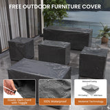 UDPATIO Patio Furniture Set with Fire Pit Table, 4 Pieces Outdoor Furniture Sets, Wicker Rattan Patio Conversation Sets with Outdoor Sofa Waterproof Covers for Porch Deck Backyard, Khaki UDPATIO