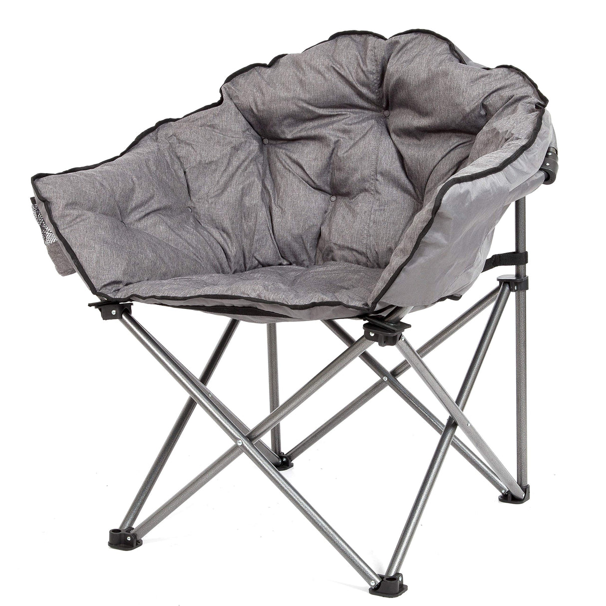 MacSports C932S-129 Padded Cushion Outdoor Folding Lounge Patio Club Chair, Gray MacSports