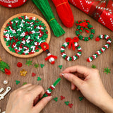 UPINS Christmas Beaded Ornament Kit, 52 Set Christmas Beaded Crafts Ornament Kit Mini Tree Snowman Candy Cane Wreath Make DIY Accessories for Hanging Wreath Cane Jewelry Making UPINS