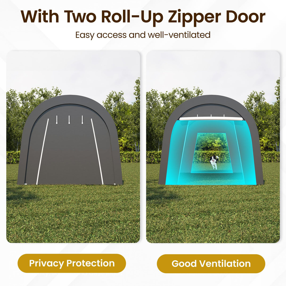 FansaFurn Carport, 10X20 Ft Round Portable Garage, Steel Heavy Duty Carport with Ground Stakes, Tensioner and 2 Roll Up Windows PE Fabric Car Port, Garage, Storage Shed, Tent for Storage, SUV FansaFurn