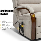 Power Lift Recliner Chair for Elderly People, Dual Motor Lift Chair with Vibration Massage and Heat, Lay Flat Recliner with Solid Wood Armrest, Standing Assistance Reclining, Chenille Fabric Beige EZZUP