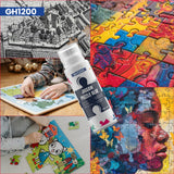 2 Pack 140ml Jigsaw Puzzle Glue with New Sponge Head, Suitable for 1000/3000/5000 Pieces of Paper and Wood Puzzle Glue Clear Water-Soluble Quick Dry Jigsaw Puzzle Glue, 280ml GH1200