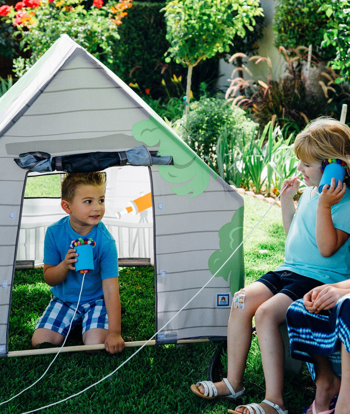 Pacific Play Tents 69790 Kids Tree House Hide-Away Wood Pole Frame Playhouse, 43" x 43" x 45", Green Pacific Play Tents