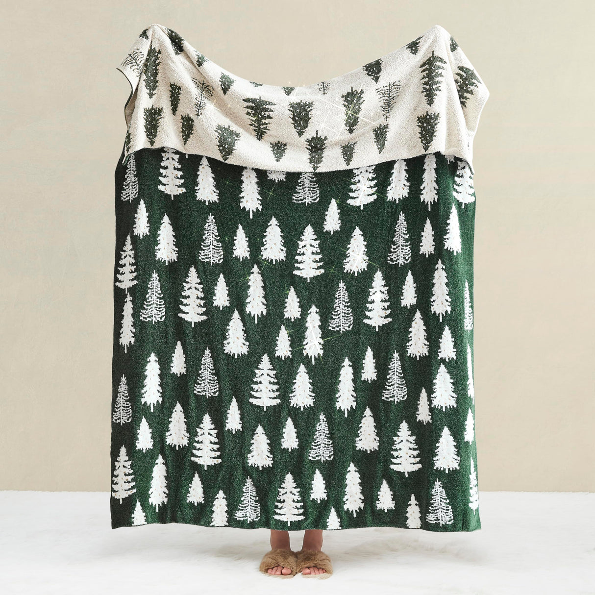 WDCOZY Christmas Throw Blanket Christmas Tree Reversible Super Soft Knitted Couch Bed Sofa Microfiber Chenille Luxurious Home Decor Warm Cozy Comfy Lightweight Holiday Blanket Winter 50x60 Green WDCOZY