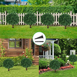 Grooy Artificial Boxwood Topiary Ball Tree with Ground Spike, Set of 2 Artificial Shrub Bushes, Fake Evergreen Tree for Porch, Artificial Plants for Outdoor Planters Indoor UV Resistant Grooy