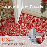 WondRg Christmas Area Rug 5x7 Red Washable Non-Slip Holiday Area Rug Reindeer Christmas Tree Carpet for Living Room Bedroom Dining Room Playroom Office WondRg