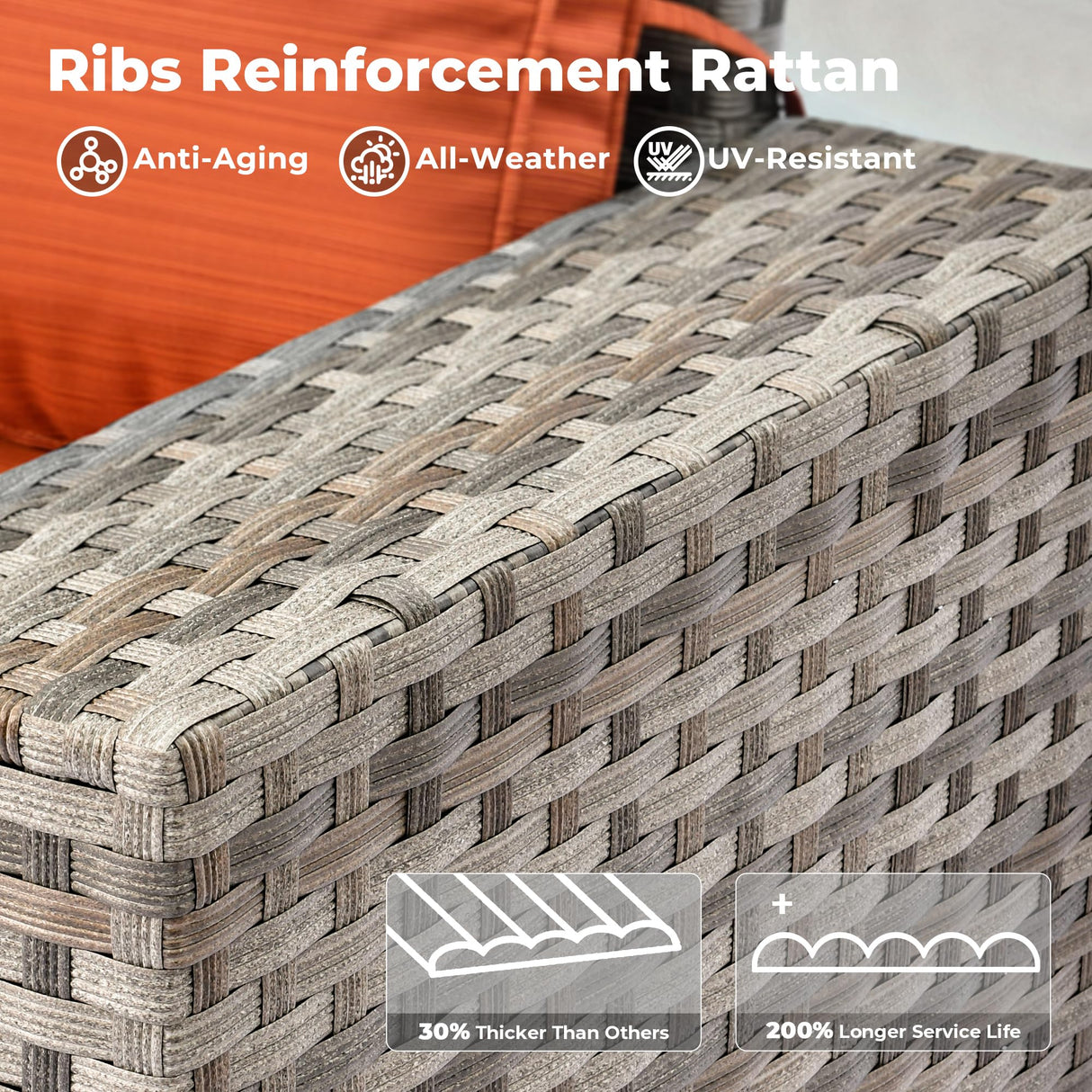 ovios 13 Pieces Patio Furniture Set, Outdoor Wicker Sectional Sofa with 54 Inch Fire Pit Table Comfy Cushions, Modern Modular Deep Seat Rattan Couch Conversation Set, Orange Red ovios