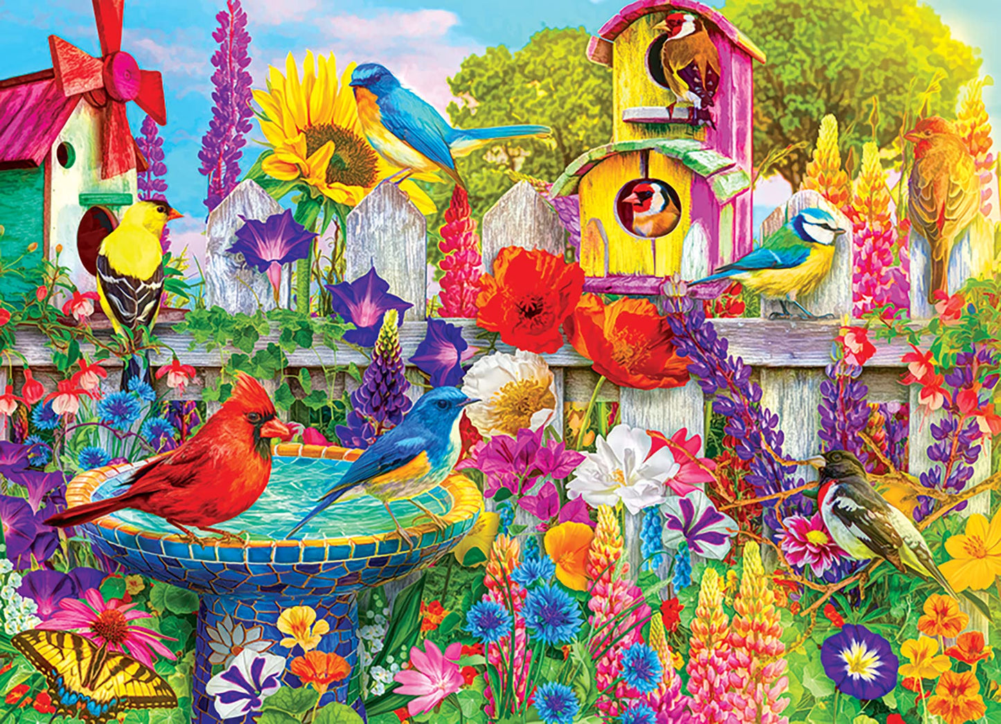 RoseArt - Color Palette - Bird Bath Garden - 1000 Piece Jigsaw Puzzle for Adults