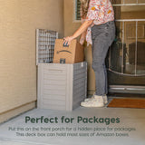 IRIS USA 35-Gallon Outdoor Deck Delivery Storage Box, Lockable & UV-Protected, Weather-Resistant Patio Storage for Cushions, Garden Tools & Packages, Waterproof Resin, Durable & Stylish Design - Beige IRIS