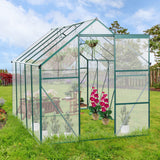 6X10 FT Polycarbonate Greenhouse with Quick Setup Structure, Walk-in Hobby Greenhouse Storage Shed with Sliding Doors and Roof Vent, Sunroom Aluminum Hot House for Outdoor Garden Backyard, Green Yayzy
