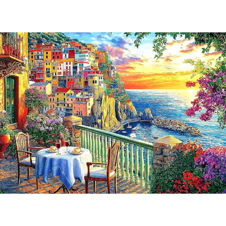 Paint by Numbers for Adults and Kids Beginner, Cinque Terre Coastal Sunset Painting by Number Kits On Canvas, Number Artist Paint by Number Kit DIY Oil Painting Acrylic Paints, Home Wall Decor Gift Fairyland JinWenn