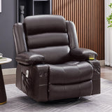Huatean Home Rocker Recliner Chair with Heat and Massage, 360° Swivel Recliner Chairs for Adults, Oversized Recliner Single Sofa Seat with Cup Holders, Lazy Boy Recliner (Darkbrown, Regular) Huatean Home