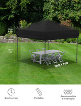 Hipicute 10x10 Pop Up Canopy Tent Outdoor Canopy with Removable Sidewalls Heavy Duty Commercial Instant Tent Shelter (Black, 4-Sidewall) Hipicute