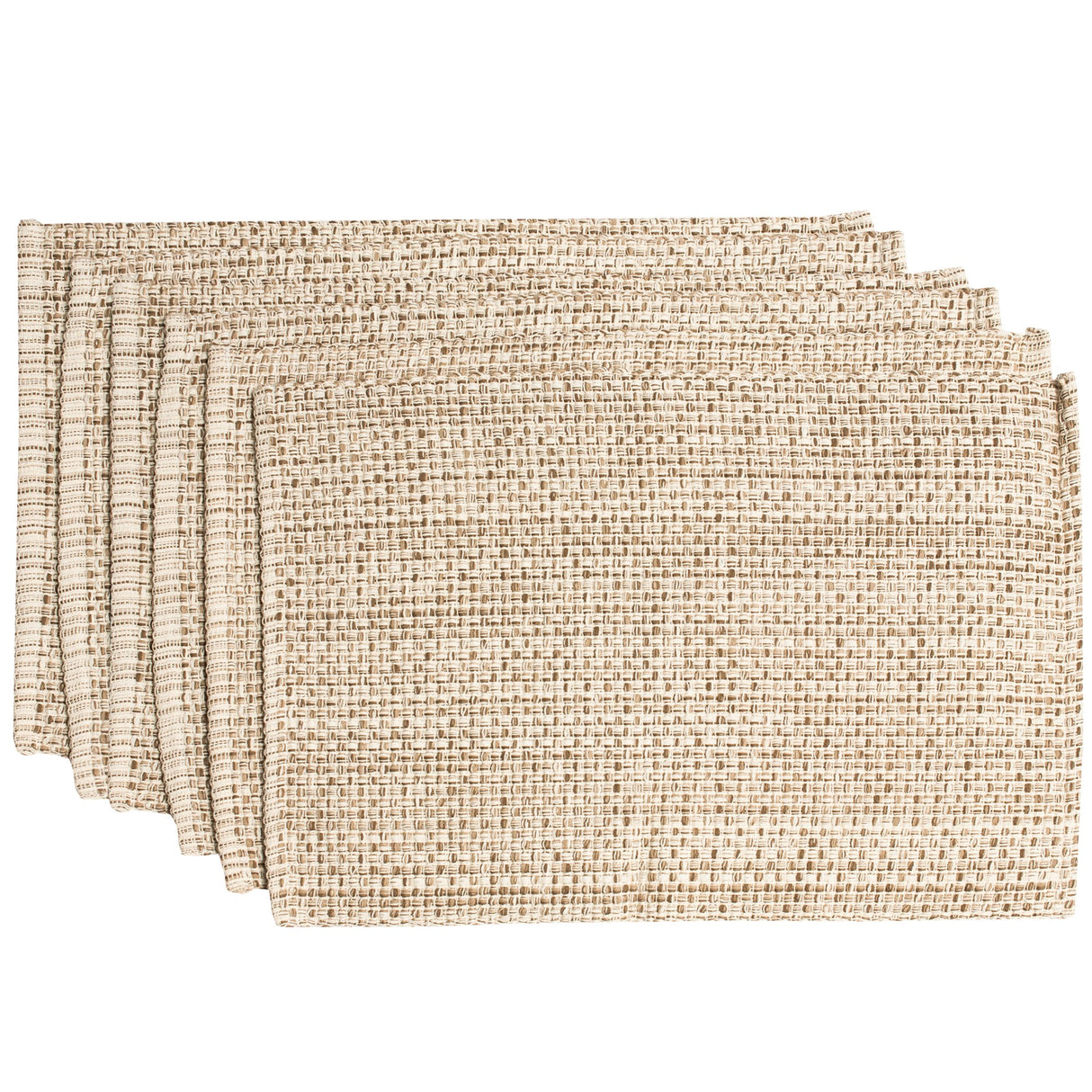 Sweet Home Collection 100% Cotton Placemats for Dining Room Rectangle Two Tone Woven Fabric 13" x 19" Soft Durable Table Mat Set, Set of 6, Eggshell Sweet Home Collection