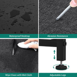 YITAHOME Wide Storage Tower with 5 Drawers - Fabric Dresser, Organizer Unit for Bedroom, Living Room, Closets - Sturdy Steel Frame, Easy Pull Fabric Bins & Wooden Top (Black/Grey) YITAHOME