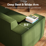 Marsail Modular Sectional Sofa, 111" L-Shaped Modular Sectional Couch with Deep Seat, Freely Combinable Sectional Clound Sofa for Living Room, No Assembly, Plush Corduroy Fabric, Green Marsail