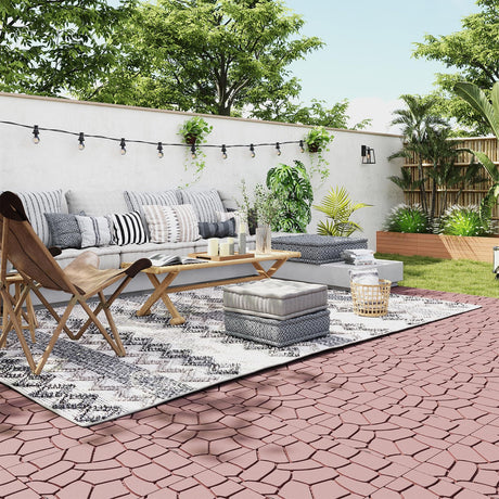 Rovibek 44 PCS Interlocking Deck Tiles, 12" X 12" Plastic Deck Tiles Outdoor Waterproof, All Weather Patio Tiles for Balcony Backyard Poolside Porch, Pavers for Outside Walkway, Stone Brown Rovibek