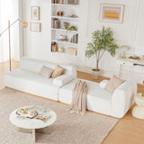 Huatean Home 107" Modular Sectional Sofa, Sponge Sectional Sofa Couch for Living Room, High Density Sponges Cloud Couch,Modular L-Shape Sofa Couch with Chaise, White Huatean Home