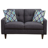 Coaster Home Furnishings - Watsonville - Wood & Fabric - Upholstered Tufted Loveseat with Track Arms, and Accent Pillows - Living Room - Gray - 552002 Coaster Fine Furniture