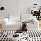 Cloud Modular Sectional Sofa, DIY Combination Modular Couch for Living Room, Unique Knitted Fabric Love Seat Couches with 2 Pillows, 2 Seater Comfy Sectional Couch with No Assembly (Beige) YVDNHP