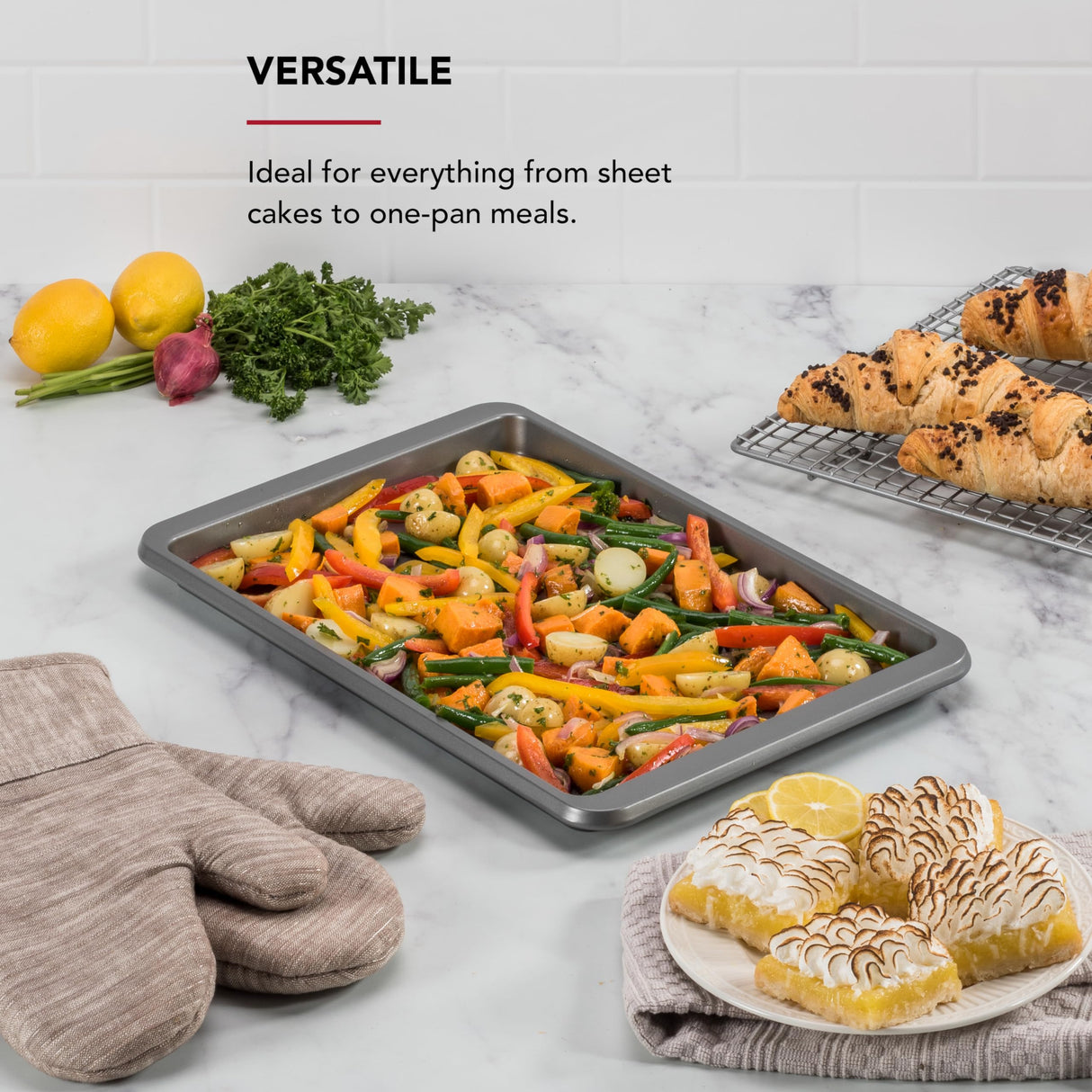 KitchenAid Premium Aluminized Steel Baking Sheet, Nonstick, 10x15 Inch, Contour Silver KitchenAid