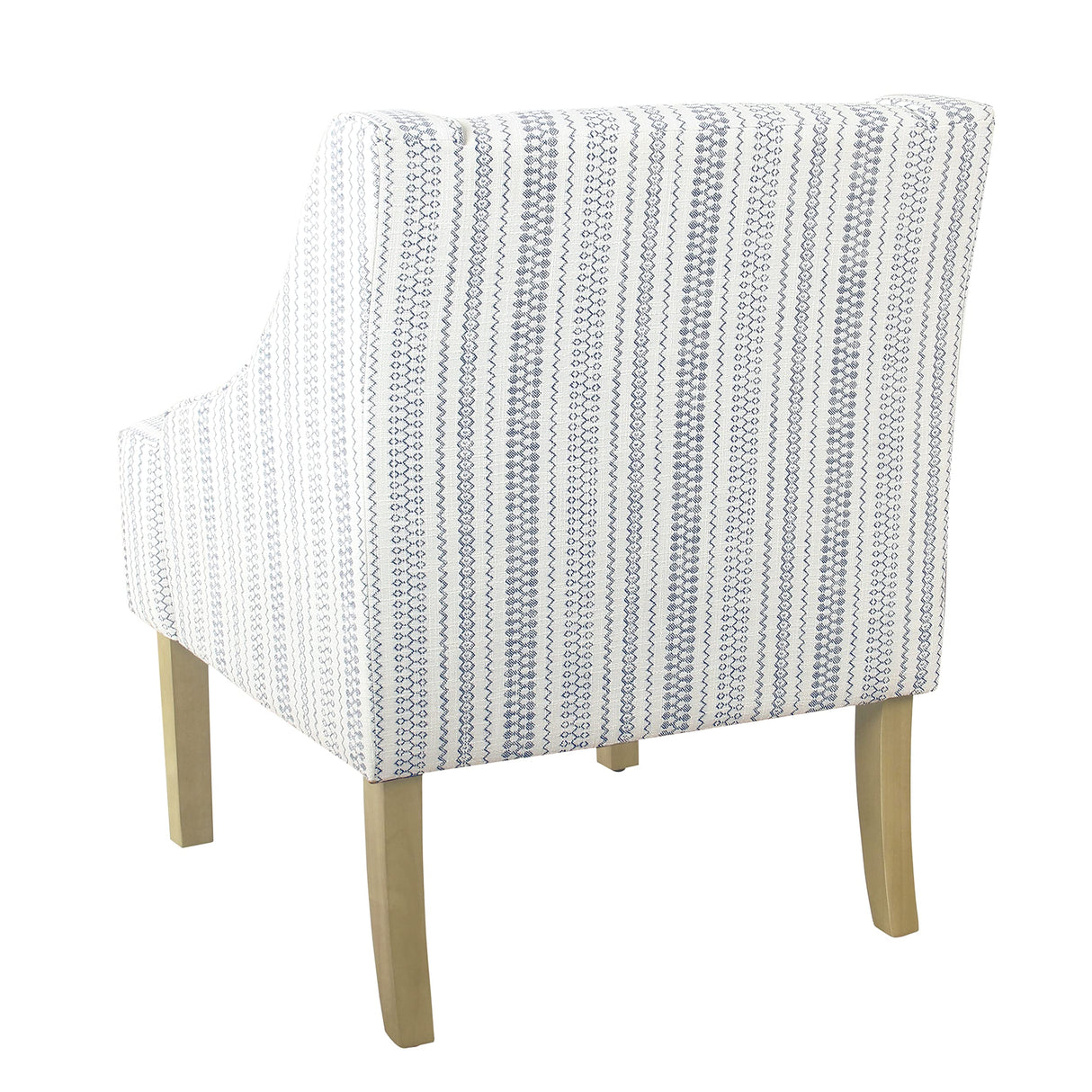 HomePop Velvet Swoop Arm Accent Chair, Blue Farmhouse Stripe HomePop