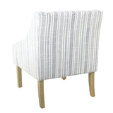 HomePop Velvet Swoop Arm Accent Chair, Blue Farmhouse Stripe HomePop