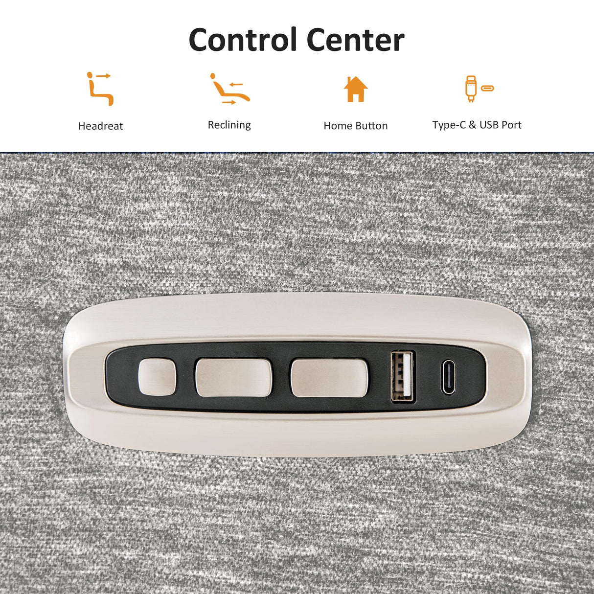 MCombo 60" Wall Hugger Power Loveseat Recliner Sofa with Adjustable Headrest, RV Reclining Loveseat with USB and Type C Charge Ports for Living Room 6924 (Light Grey) MCombo