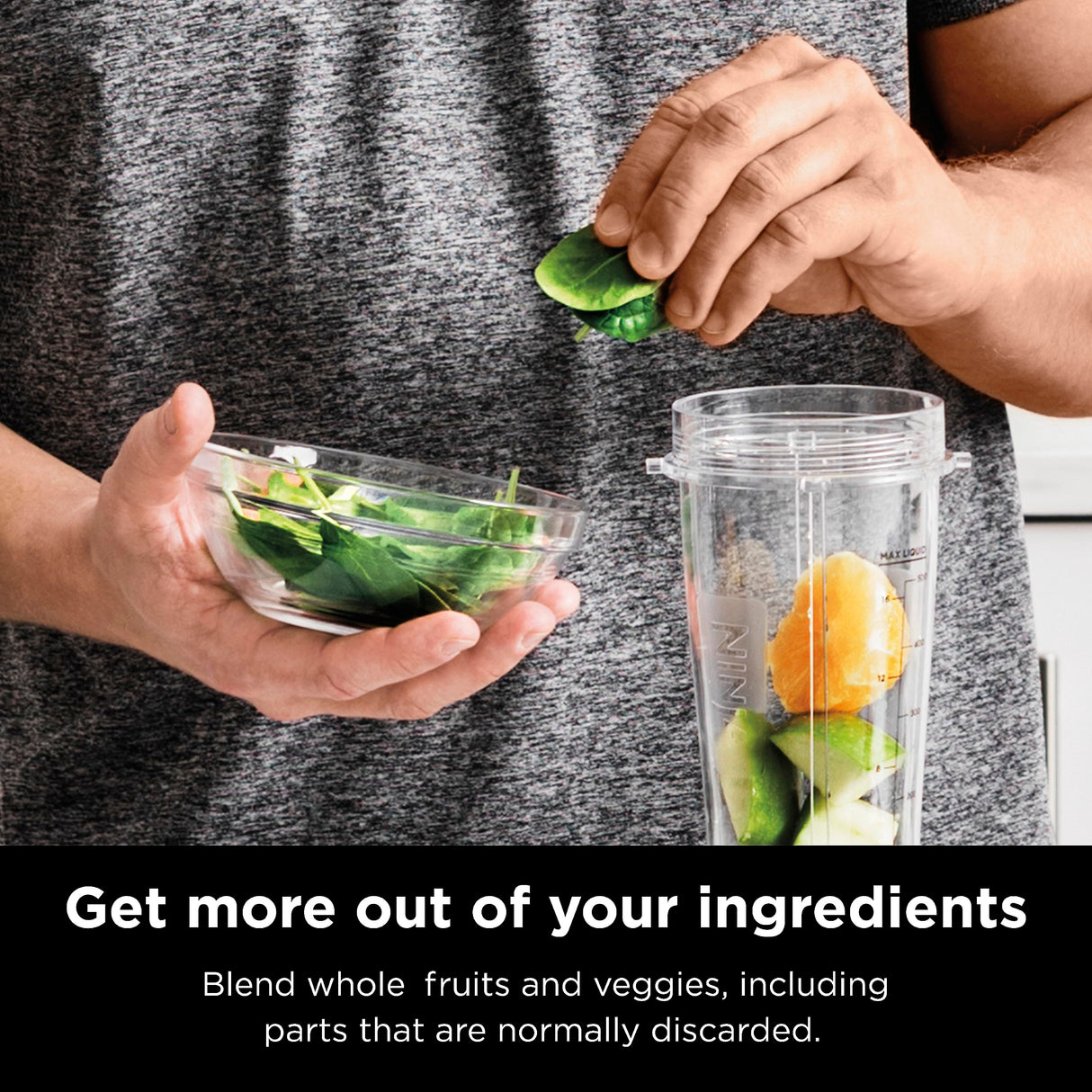 Ninja BN301 Nutri-Blender Plus Compact Personal Blender, 900-Peak-Watt Motor, Frozen Drinks, Smoothies, Sauces & More, (3) 20 oz. To-Go Cups, (2) Spout-Lids (1) Storage-Lid, Dishwasher Safe, Silver Ninja