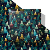 SaringSwoon Christmas Tree Wrapping Paper for Kids Adults - Xmas Wrapping Paper with Starry Night Sky, Christmas Trees and Stars Designs for Winter Holiday - 40×28 Inches, 4 Folded Sheets SaringSwoon